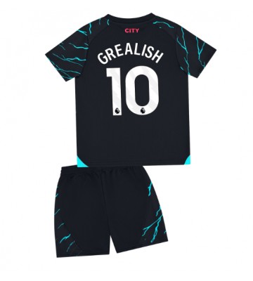 Lacne Dětský Futbalové dres Manchester City Jack Grealish #10 2023-24 Krátky Rukáv - Tretina (+ trenírky)